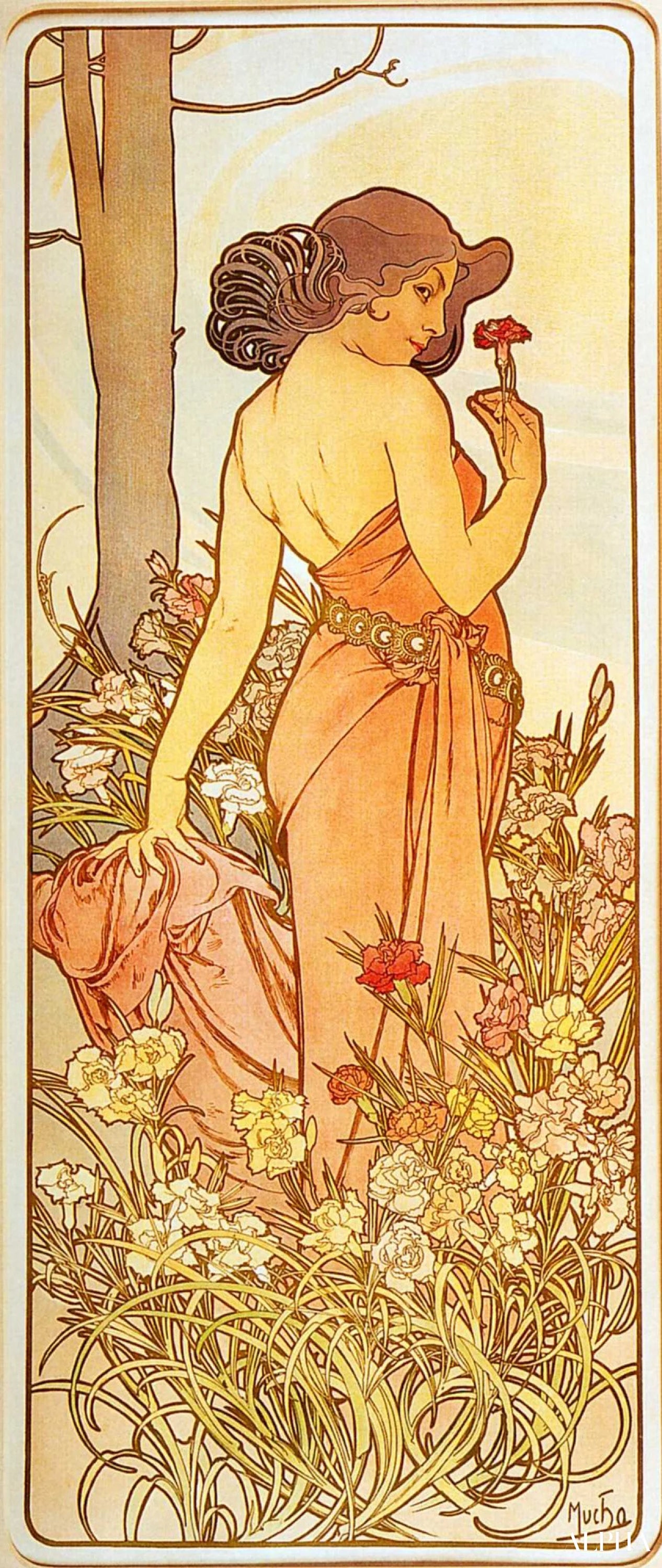 l'oeillet - Mucha - Reproduktioner af malerier og højkvalitets malerier