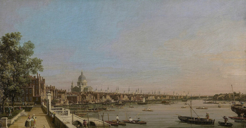 London og Themsen set fra Somerset House terrasse, mod St. Paul’s Cathedral - Canaletto