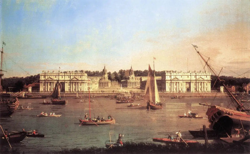 London: Greenwich Hospital fra nordsiden af Themsen - Canaletto