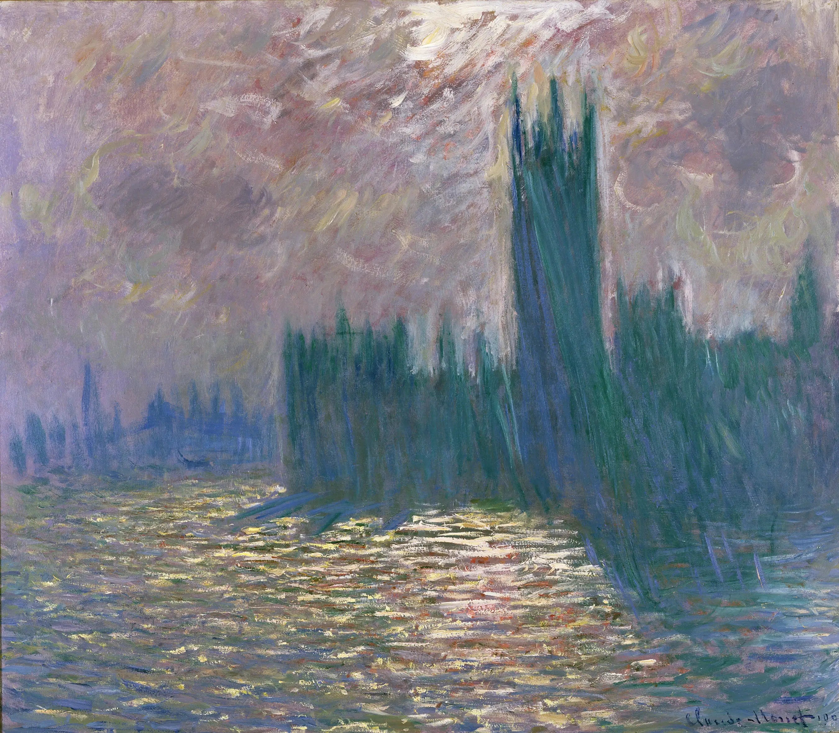 Reproduction du tableau « Londres, Le Parlement, Reflets sur la Tamise - Claude Monet » par Alpha Reproduction en peinture à l’huile