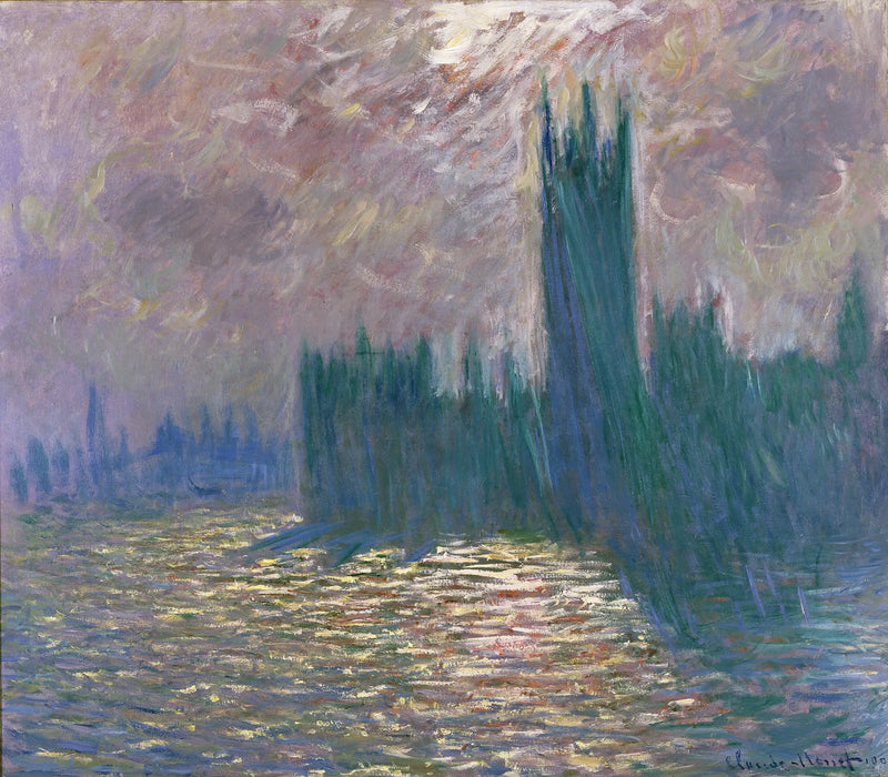 London, Parlamentet, Refleksioner på Themsen - Claude Monet