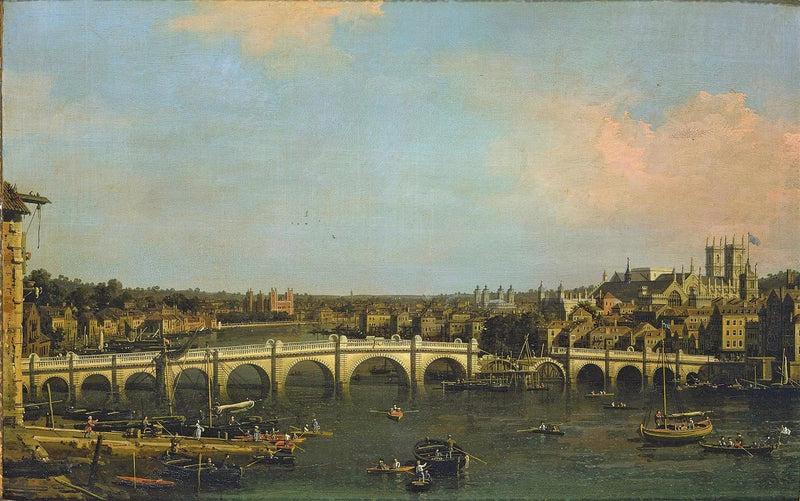 London : Westminster-broen under reparation fra nord - Canaletto