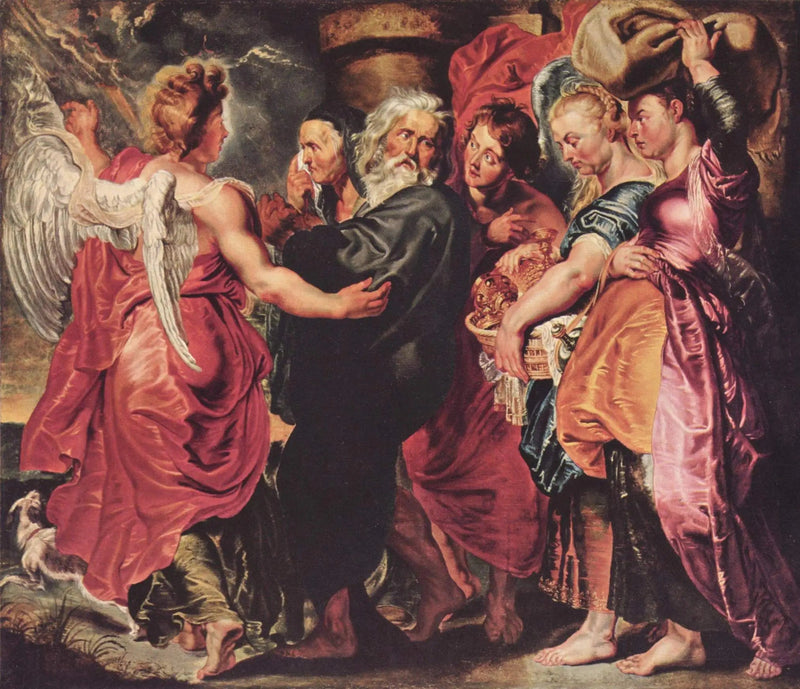 Lot og hans familie flygter fra Sodoma - Peter Paul Rubens