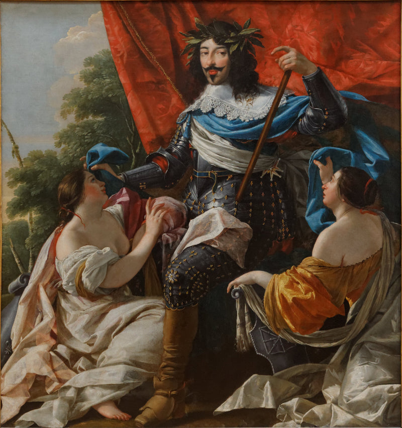 Louis XIII mellem to kvindefigurer, der symboliserer Frankrig og Navarra - Simon Vouet
