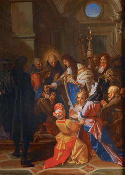 Louis XIV, der rører ved syge med skørbugssyge - Jean-Baptiste Jouvenet