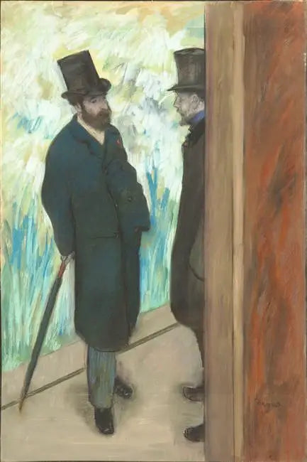 Ludovic Halévy og Albert Boulanger-Cavé bag kulisserne i Operaen - Edgar Degas
