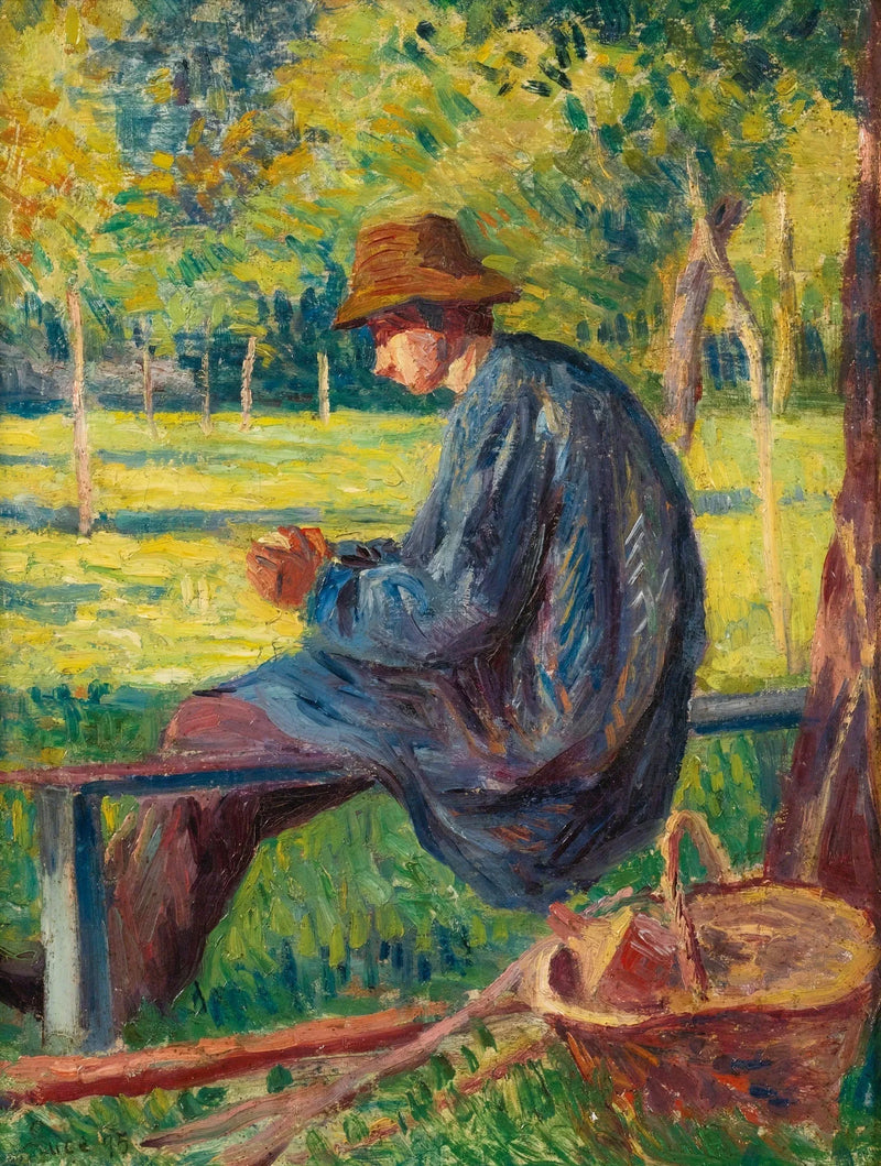 Ludovic Rodo Pissarro i sin fars have i Eragny - Maximilien Luce
