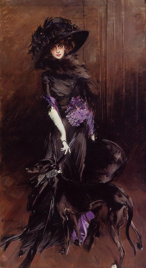 Luisa Casati (1881-1957) med en saluki - Giovanni Boldini