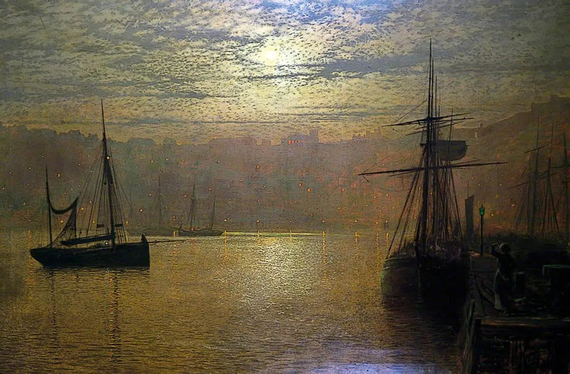 Lys i havnen i Scarborough - John Atkinson Grimshaw