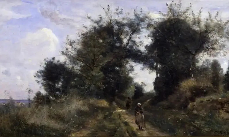 Luzancy. Den gamle vej - Jean-Baptiste Camille Corot