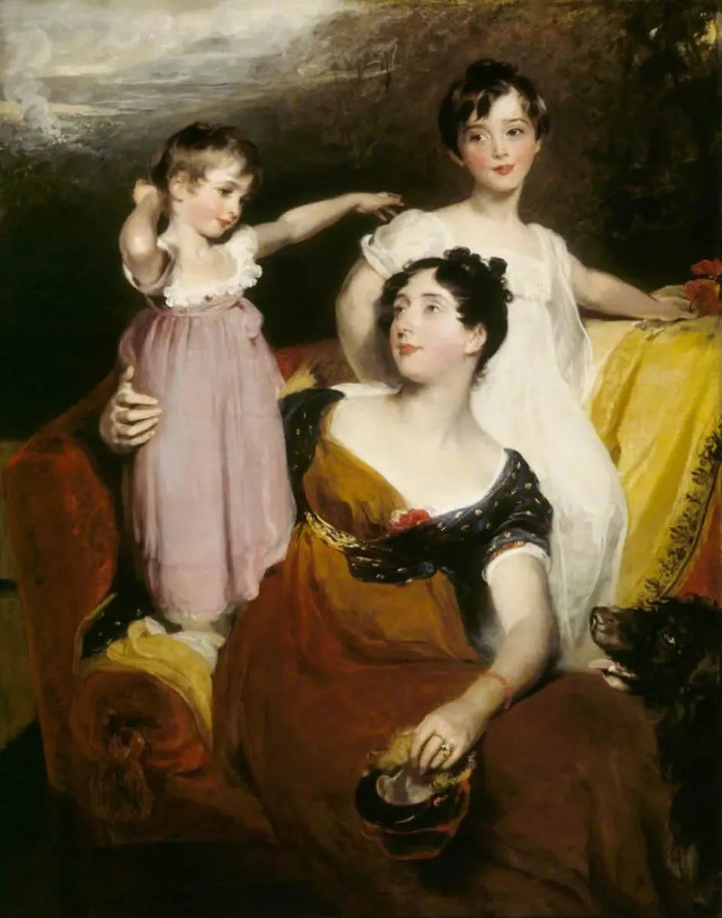 Lydia Elizabeth Hoare, Lady Acland (1786-1856) med sine to sønner Thomas, senere 11. baron (1809-1898) og Arthur (1811-1857) - Thomas Lawrence