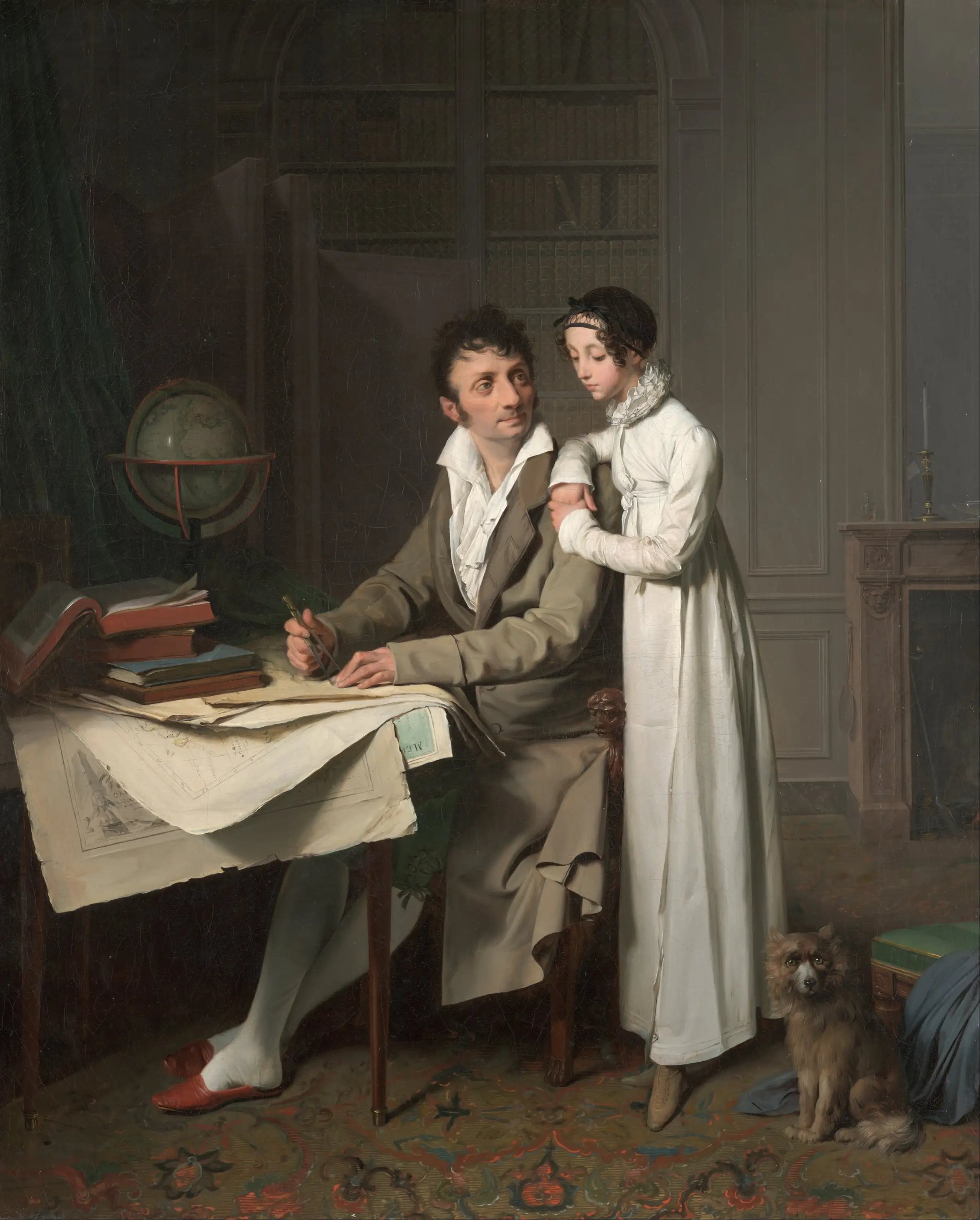 M. G*** donnant une leçon de géographie à sa fille - Louis-Léopold Boilly image 1 reproduction d’œuvre d’art à l’huile