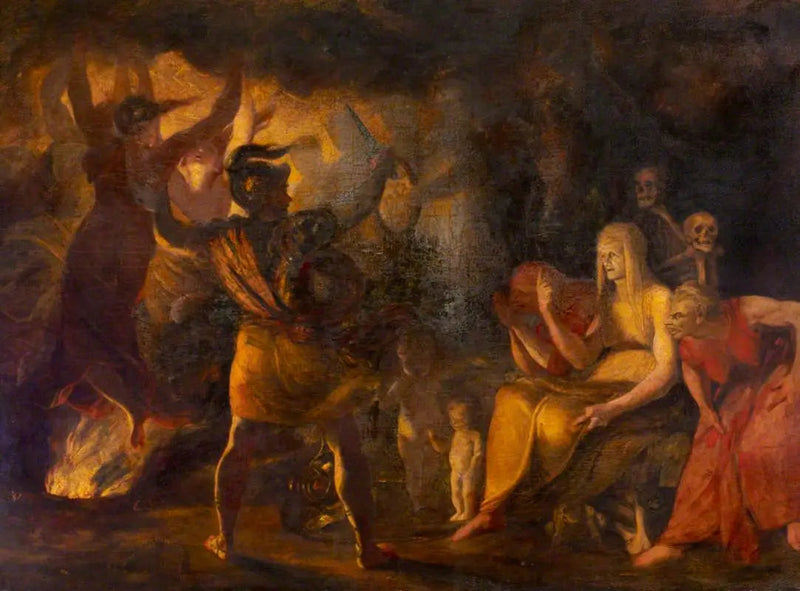 Macbeth og heksene (uddrag fra « Macbeth » af William Shakespeare) (uafsluttet) - Joshua Reynolds