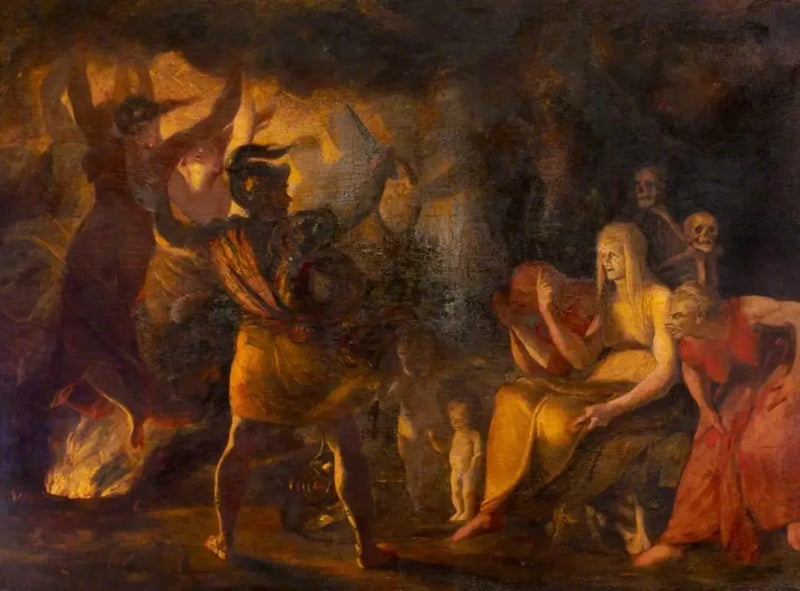 Macbeth og heksene (uddrag fra « Macbeth » af William Shakespeare) (uafsluttet) - Joshua Reynolds