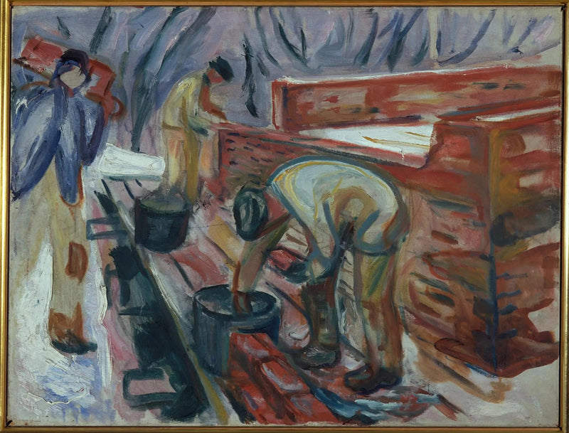 Murere i arbejde på studiobygningen - Edvard Munch