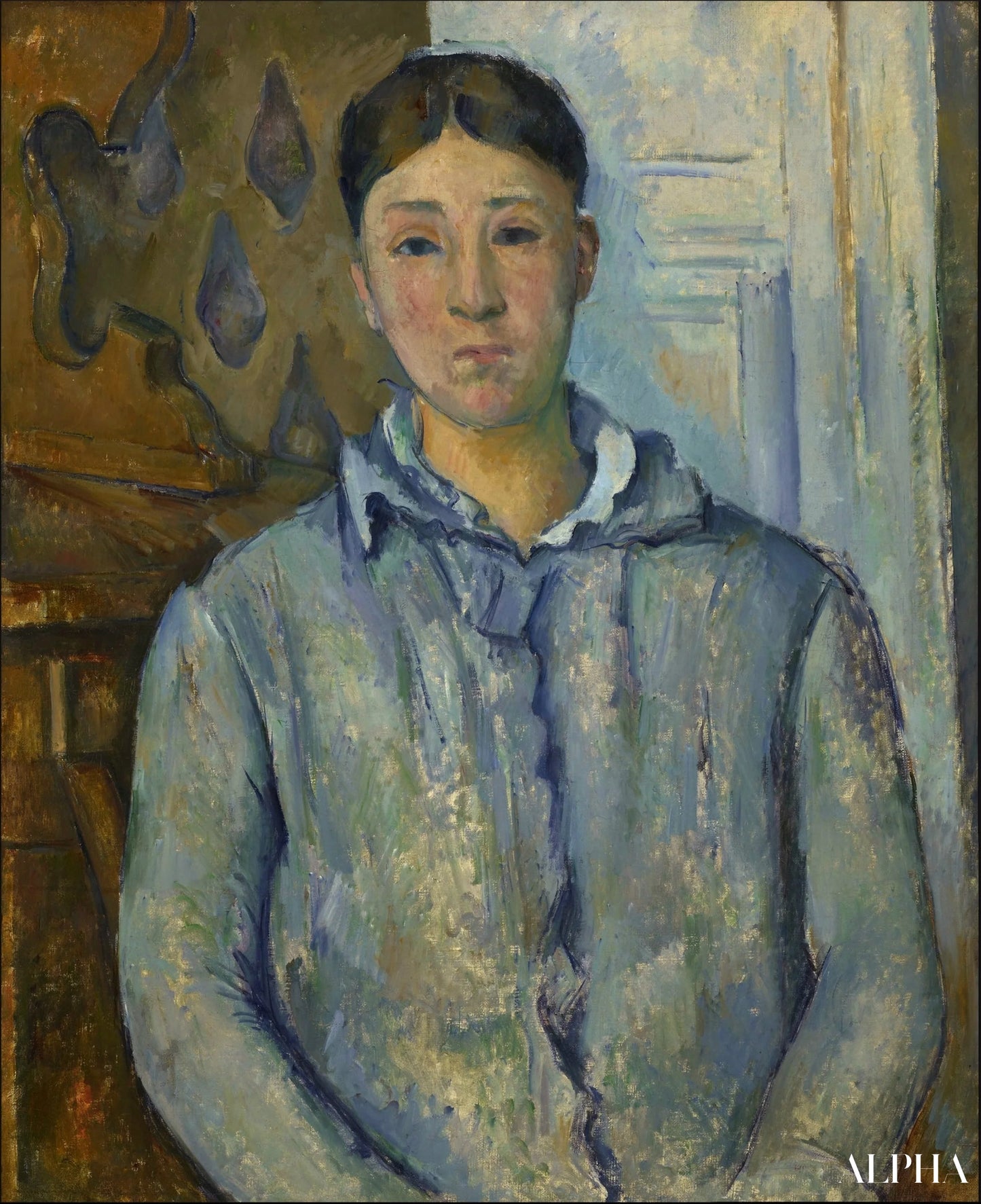 'Madame Cézanne i blåt - Paul Cézanne - Reproduktioner af malerier og højkvalitets malerier'