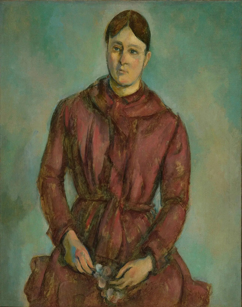 Fru Cézanne i rød kjole - Paul Cézanne
