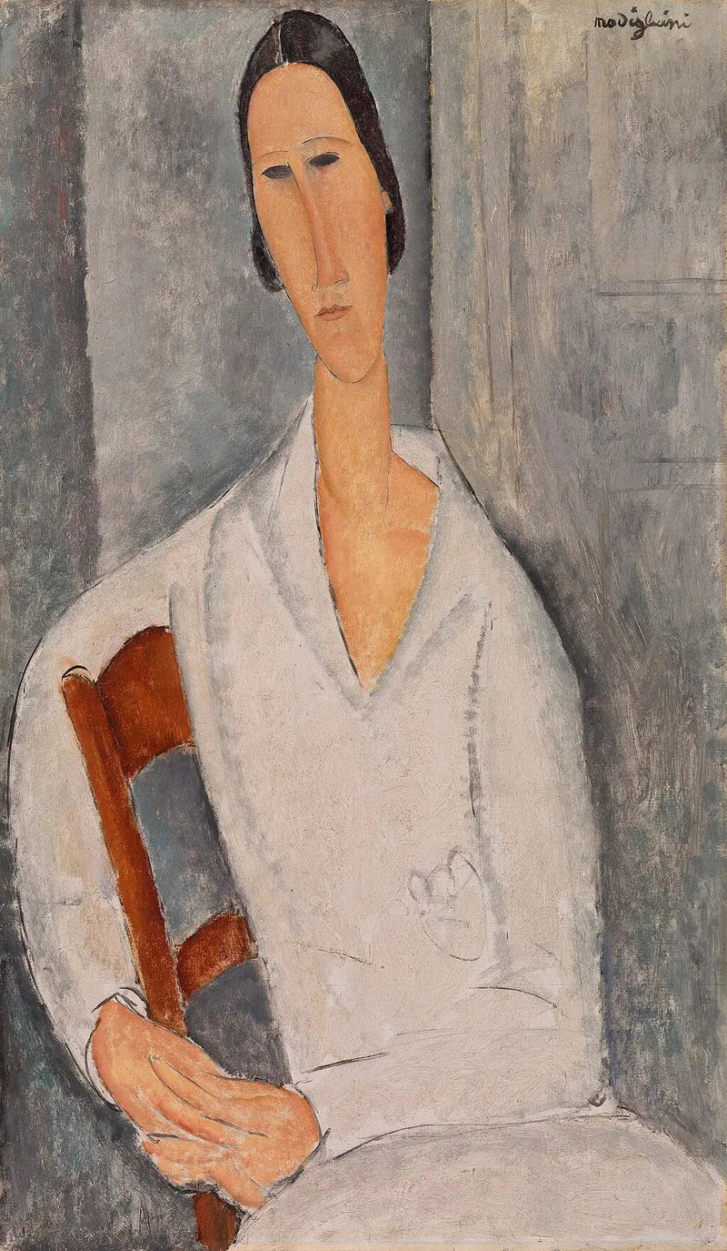 Frøken Hanka Zborowska lænet op ad en stol - Amedeo Modigliani