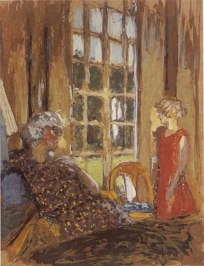 Madame Hessel og Lulu ved terrassedøren - Édouard Vuillard