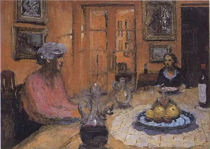 Madame Hessel og Lulu, i spisestuen, rue de Naples - Édouard Vuillard