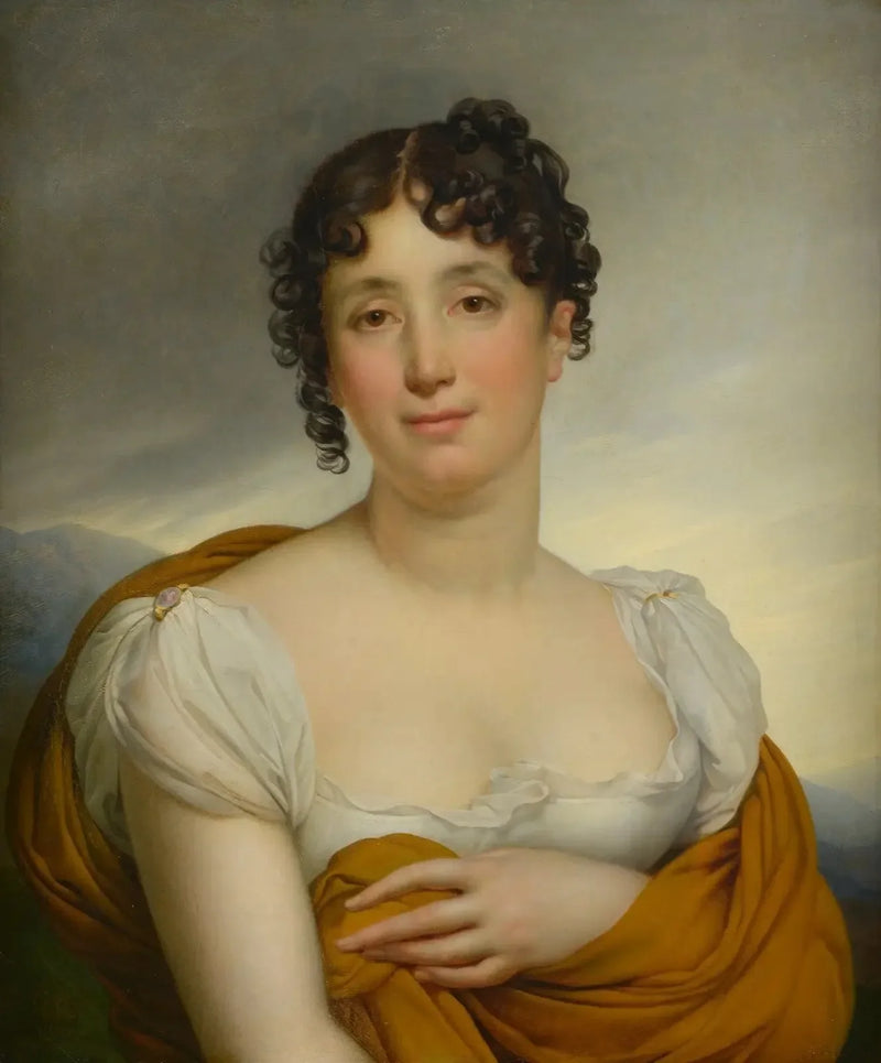 Madame Merlin med gul sjal - Anne-Louis Girodet