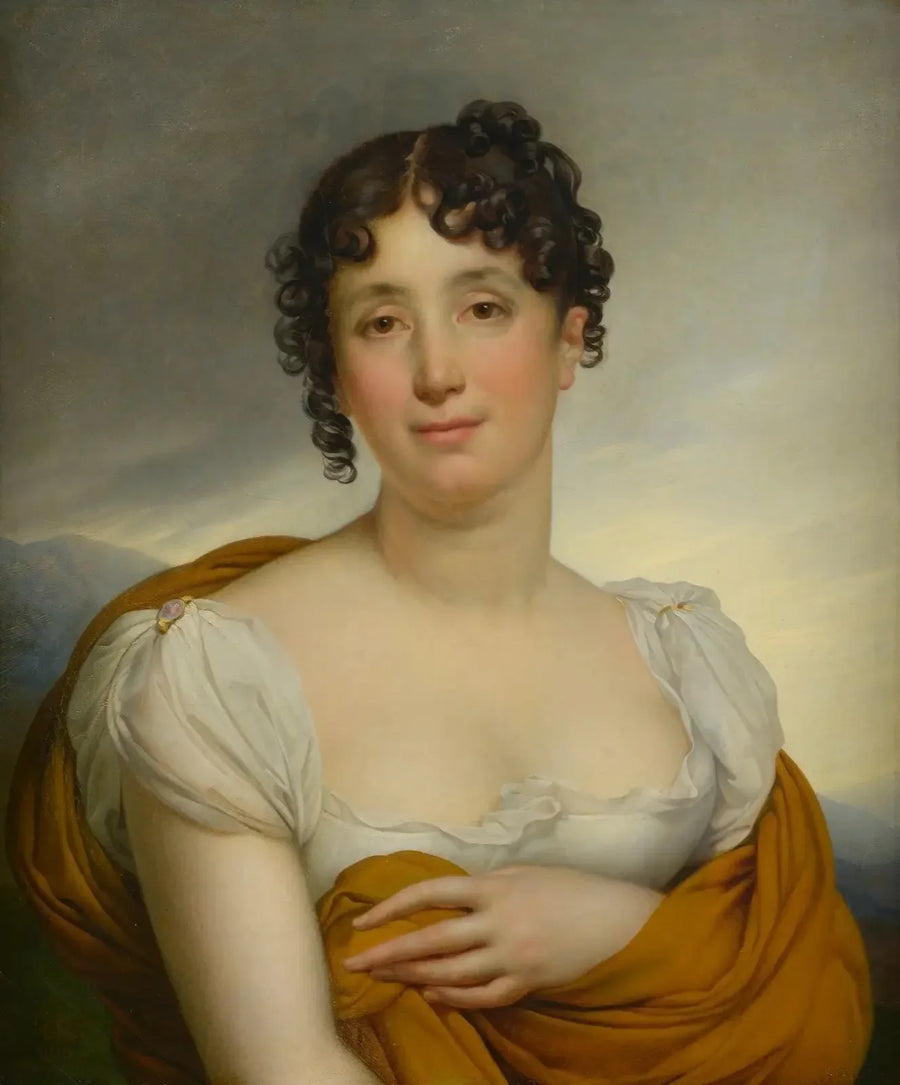 Madame Merlin med gul sjal - Anne-Louis Girodet