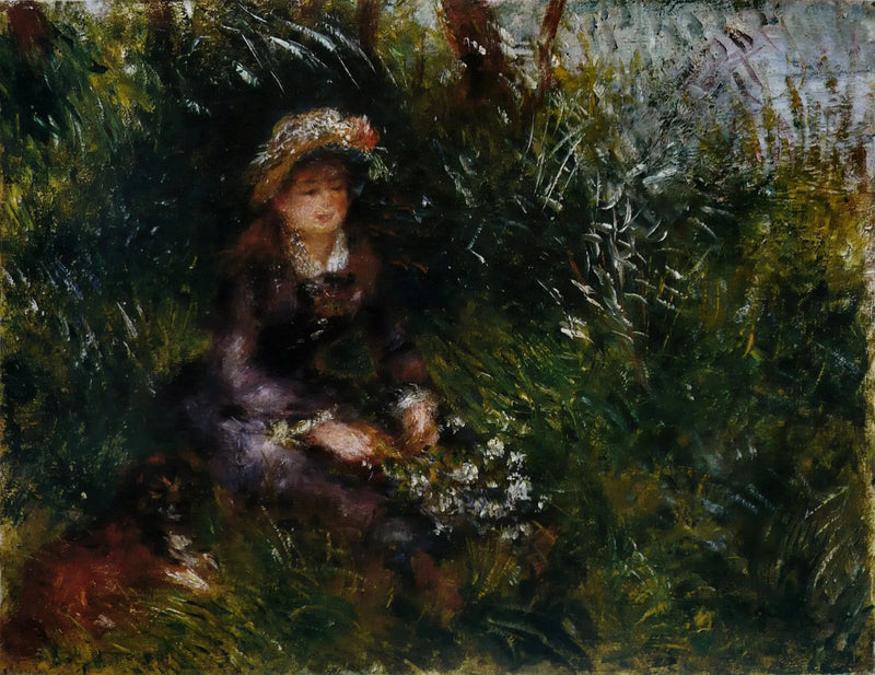 Madame Renoir med hund - Pierre-Auguste Renoir