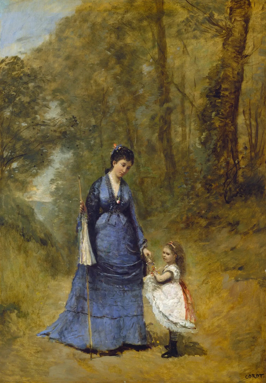 Madame Stumpf og hendes datter - Jean-Baptiste Camille Corot