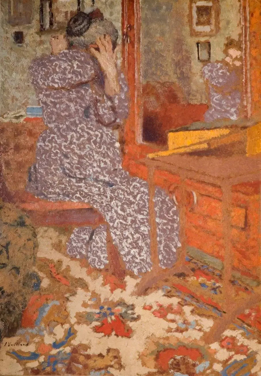 Madame Vuillard arrangér sine hår - Édouard Vuillard