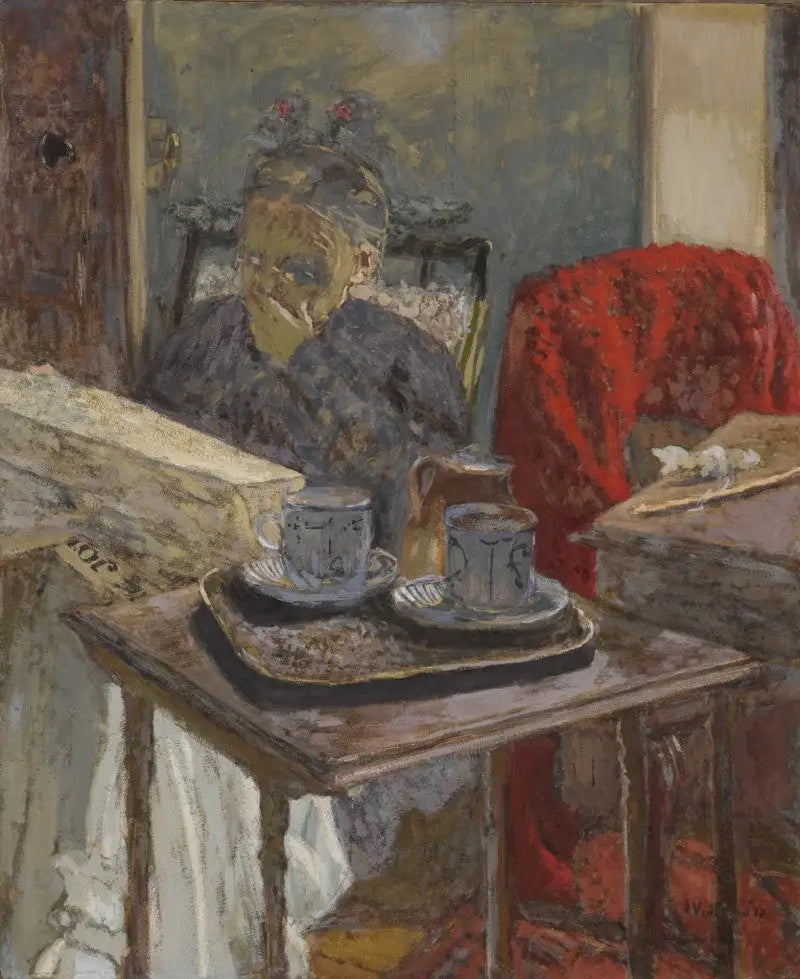 Madame Vuillard læser avisen - Édouard Vuillard