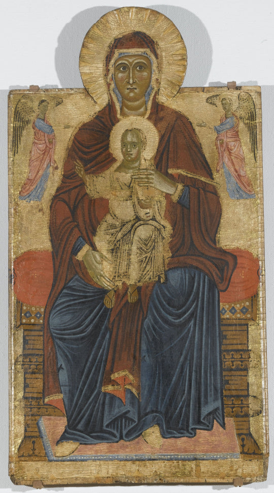 Madonna med barnet omgivet af to engle - Master of the Bigallo Crucifix