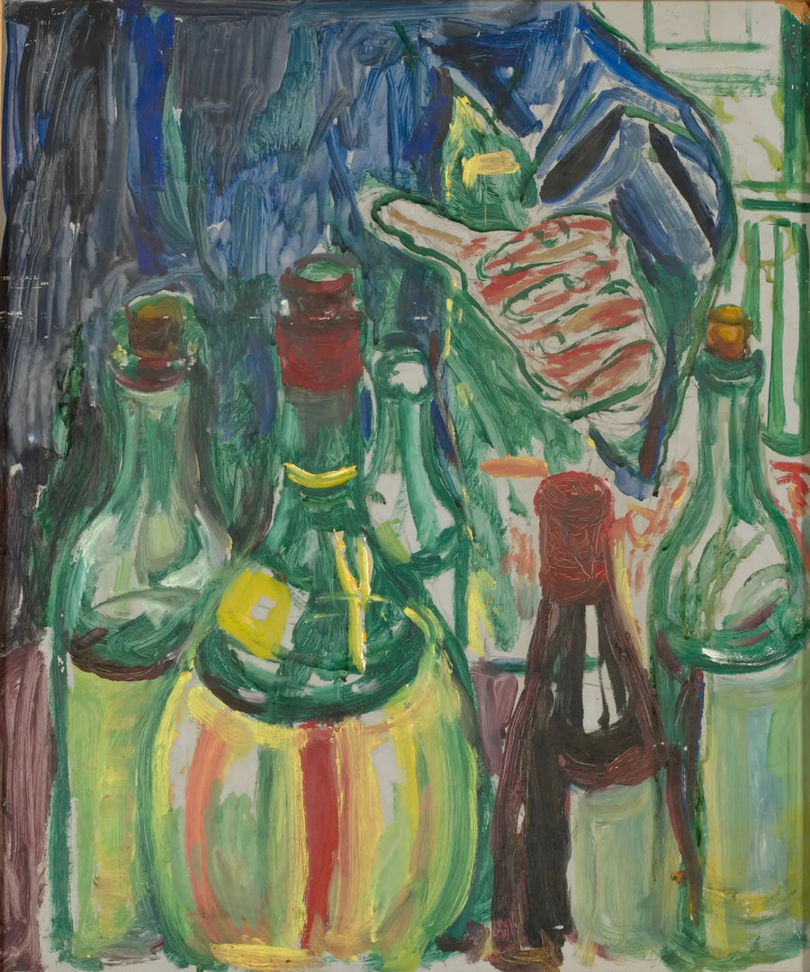 Hovedet strækker sig mod flasker - Edvard Munch