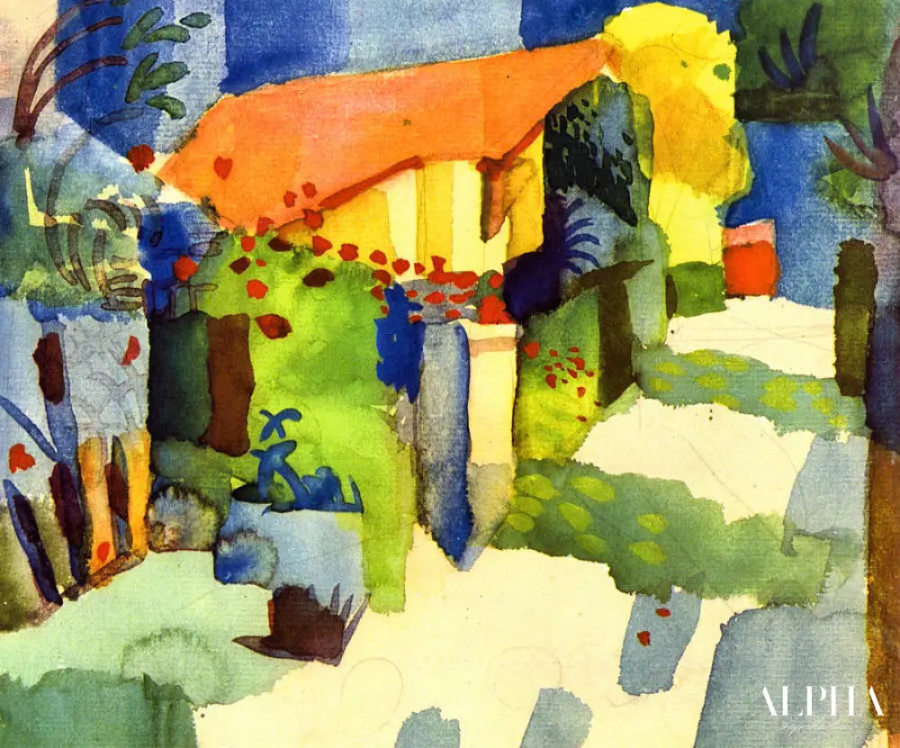 Maison dans le jardin (détail) - August Macke - Reproductions de tableaux et peintures haut de gamme