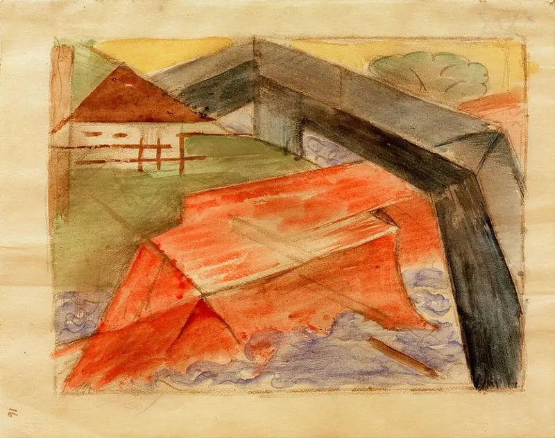 Hus og bro - Franz Marc