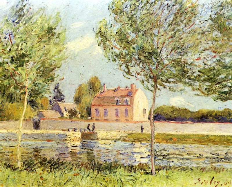 Huse ved Loing-floden - Alfred Sisley