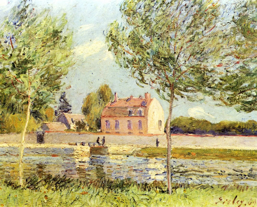 Huse ved Loing-floden - Alfred Sisley