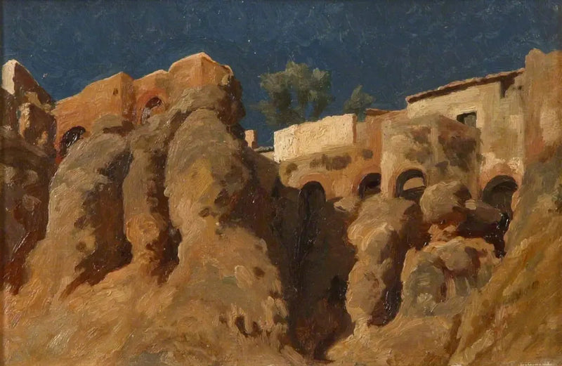 Huse på toppen af en klippe i Middelhavet (måske i Capri) - Frederic Leighton