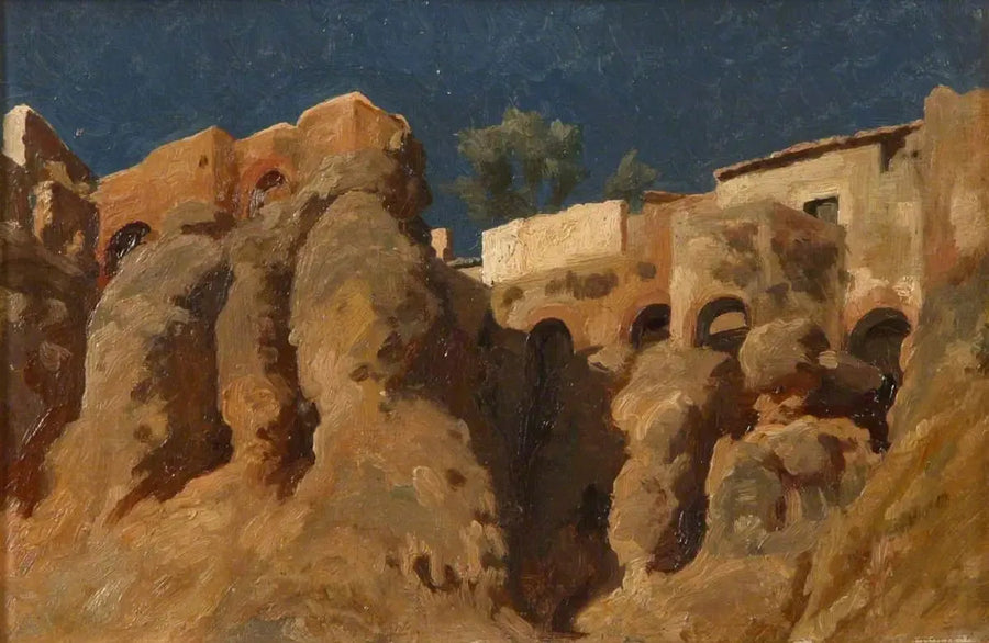 Huse på toppen af en klippe i Middelhavet (måske i Capri) - Frederic Leighton