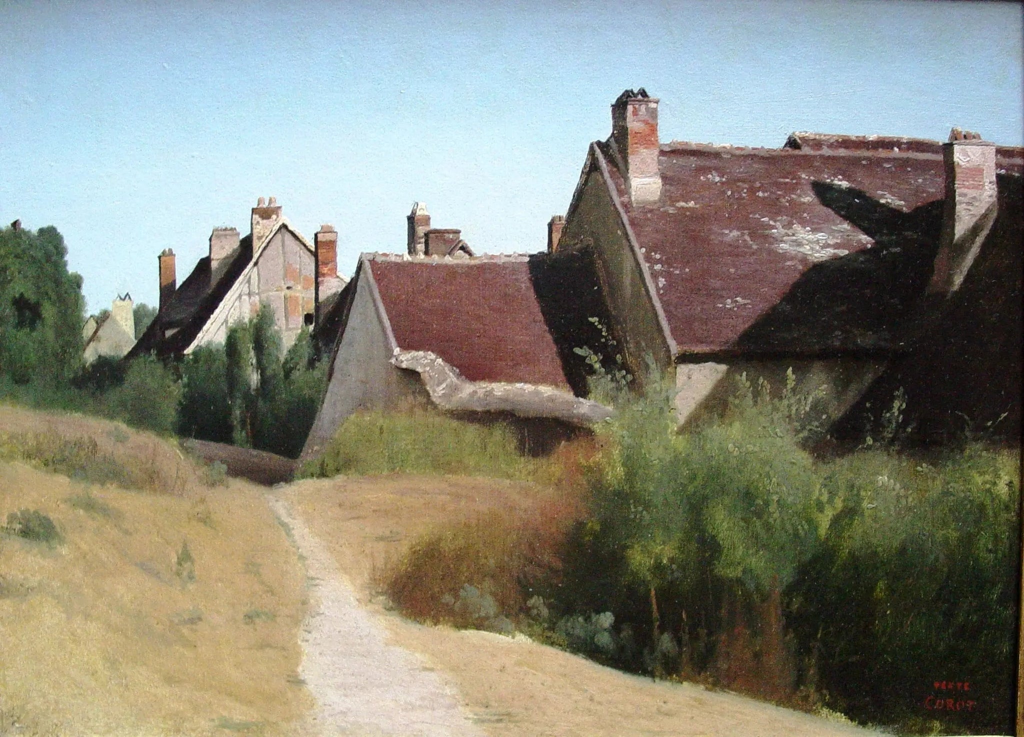 maisons aux environs d'Orléans - Jean-Baptiste Camille Corot image 1 reproduction d’œuvre d’art à l’huile
