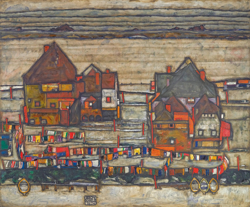 Huse med farvet tøj - Egon Schiele