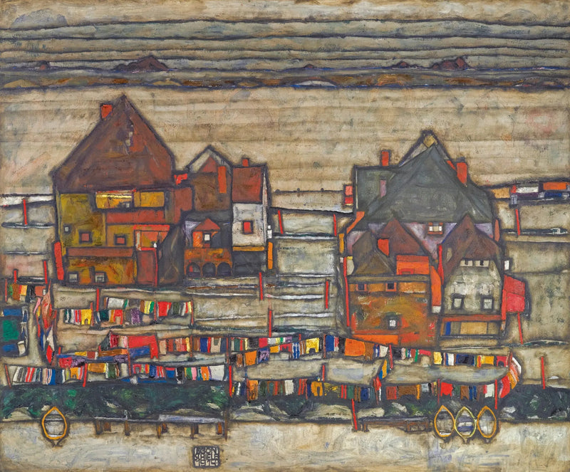 Huse med farvet tøj - Egon Schiele