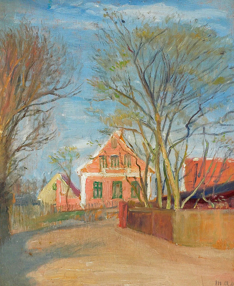 Huse i Skagen badet i sollys. - Michael Peter Ancher