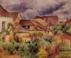 Landsbyhuse, røde tage (Essoyes) - Pierre-Auguste Renoir