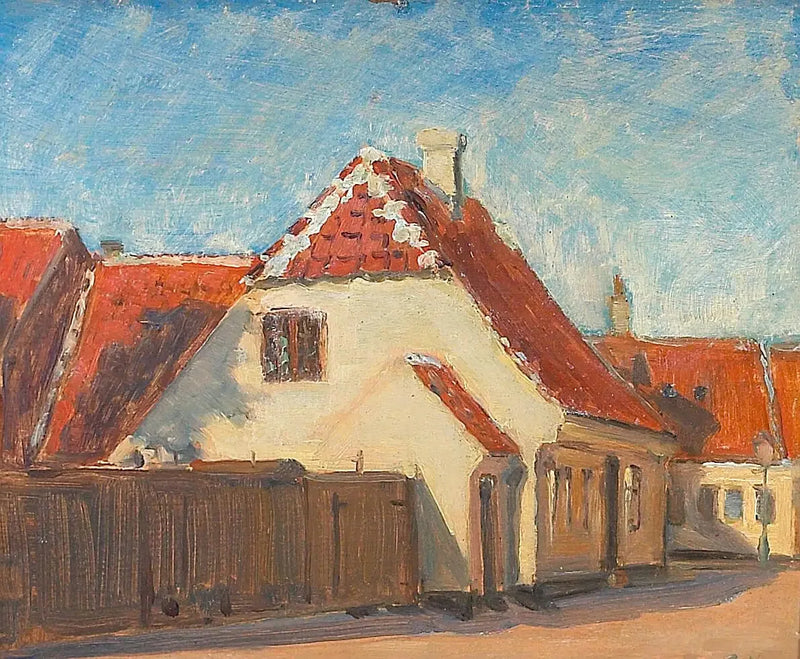 Gule huse i Skagen. - Peder Severin Krøyer