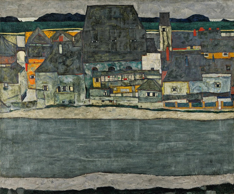 Huse ved floden (den gamle by) - Egon Schiele