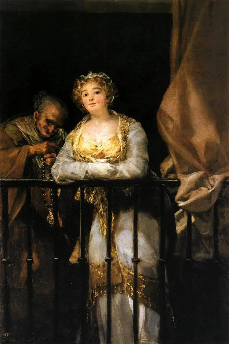 Maja og Célestine på balkonen - Francisco de Goya