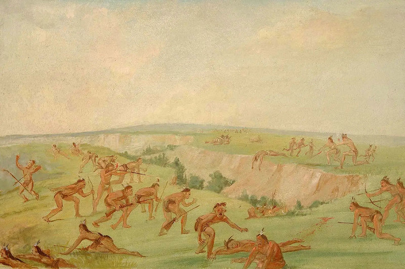 Mandan angriber en gruppe af Arikara - George Catlin