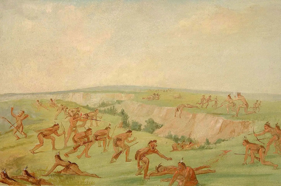 Mandan angriber en gruppe af Arikara - George Catlin