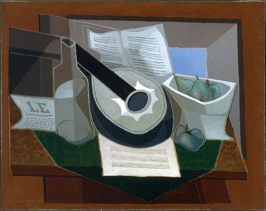 Mandolin og frugt fad - Juan Gris