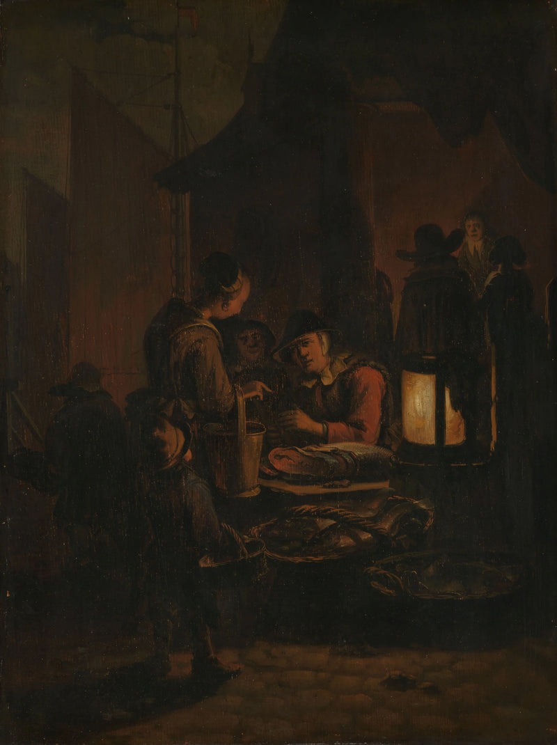 Marché aux poissons la nuit - Egbert van der Poel